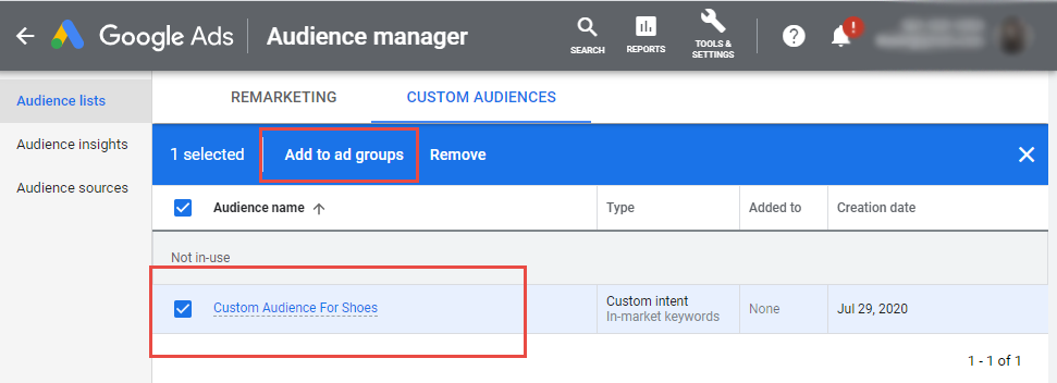 custom intent audiences