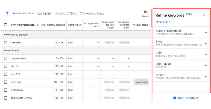 google keyword planner update