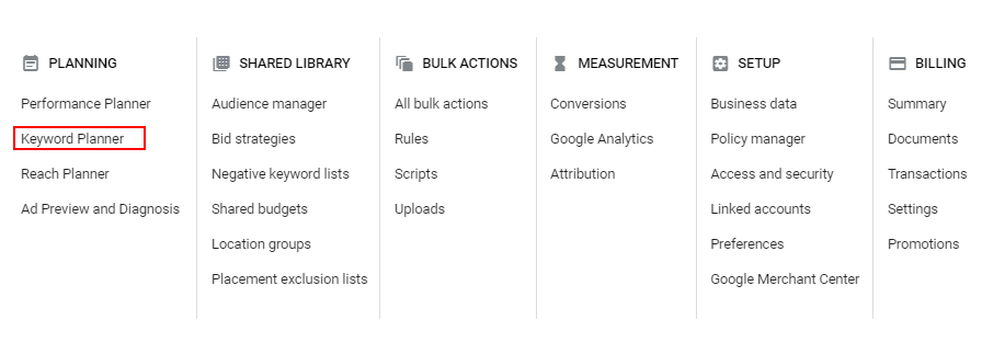 free google keyword planner