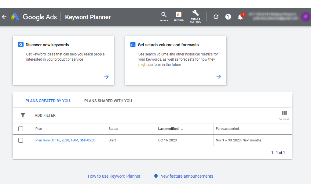 free google keyword planner