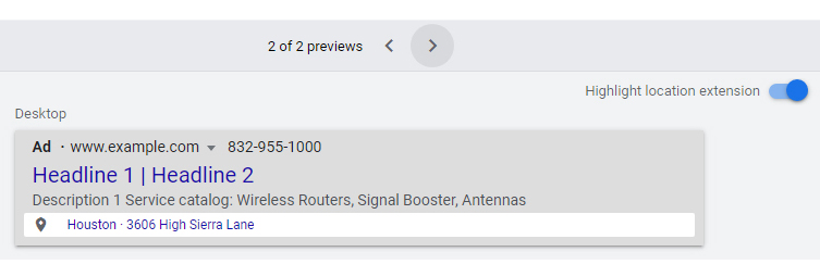 Google ads location extension