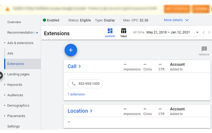 Google ads location extension