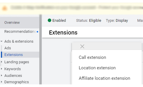 Google ads location extension