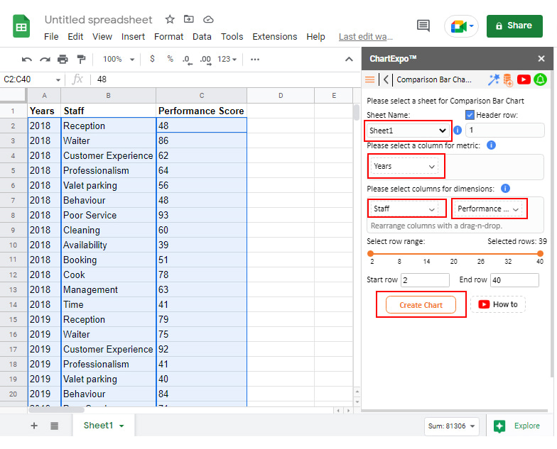 How to Make a Comparison Chart in Google Sheets