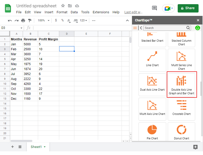 Google Sheets combo chart