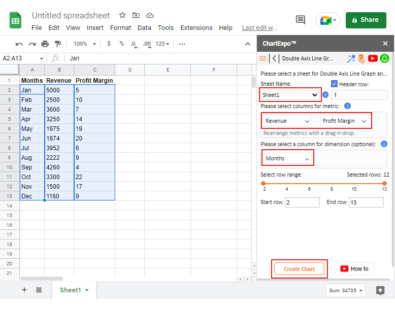 Google Sheets combo chart