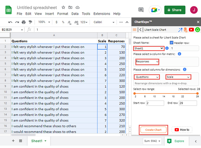 create likert scale chart in google-sheets