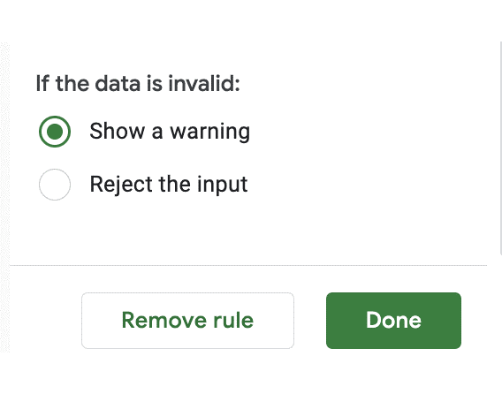 Data Validation in Google Sheets 6