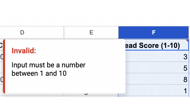 Data Validation in Google Sheets 7