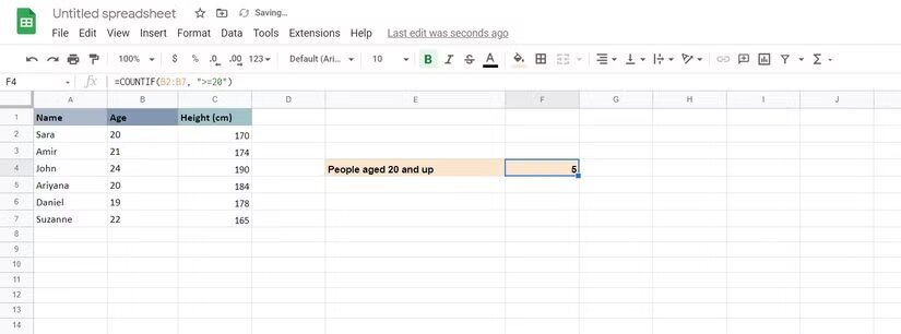 Use COUNT, COUNTIF, and Other COUNT Functions