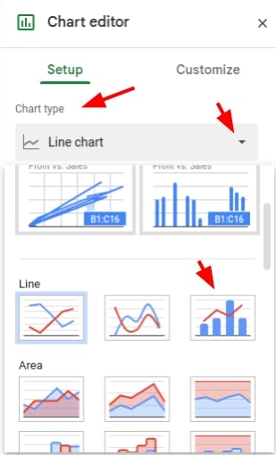 Google Sheets combo chart 3