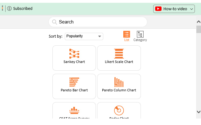 list of charts in excel
